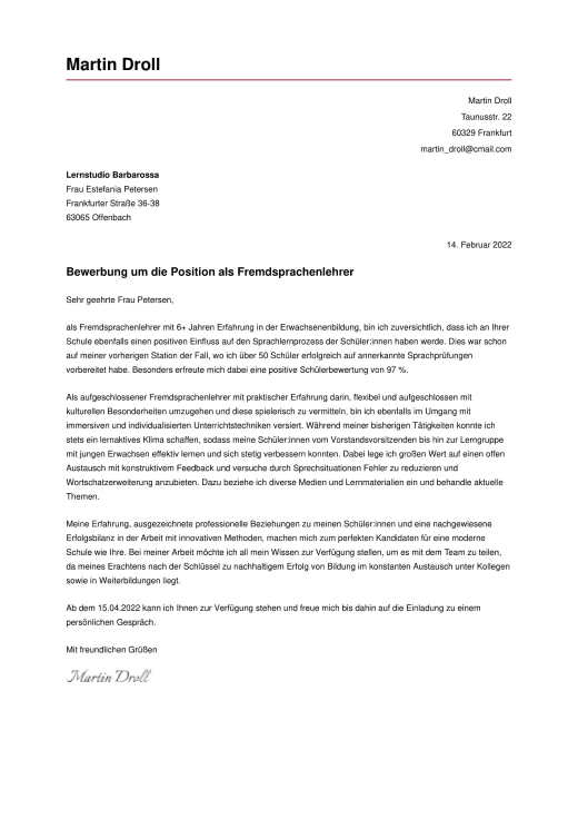 Bewerbung Schülerpraktikum Vorlage Bewerbungsvorlagen: Kostenlos 20+ Bewerbungsschreiben testen