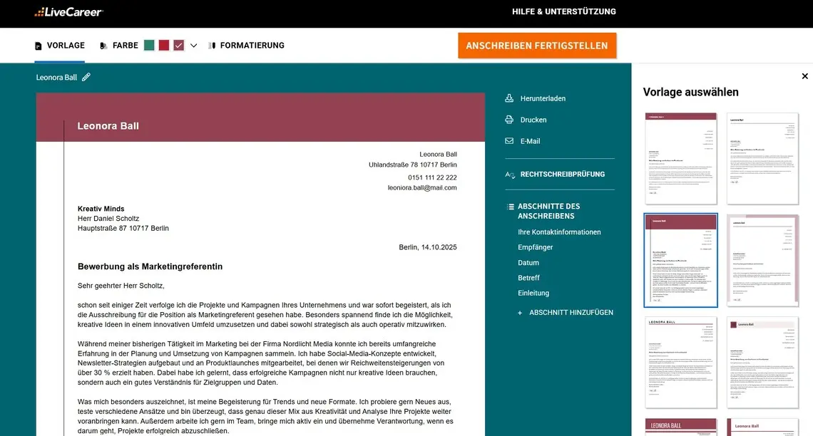 anschreiben formulierungen beispiele