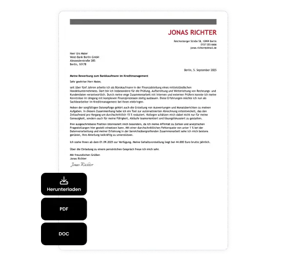 Laden Sie das Anschreiben als DOC- oder PDF-Datei herunter