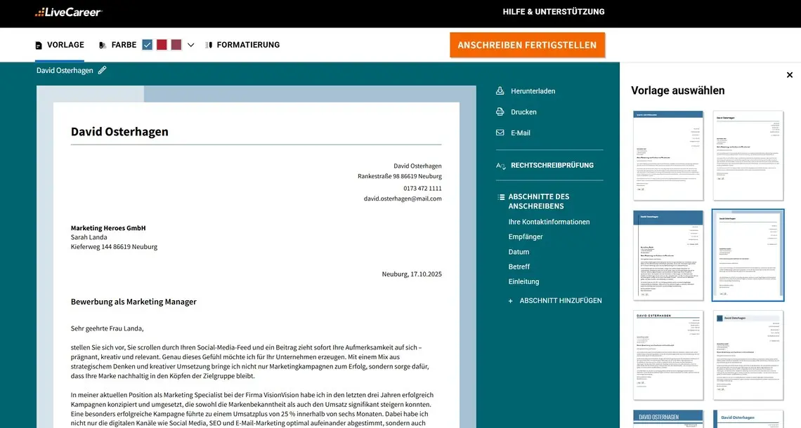 Bewerbung schreiben lassen