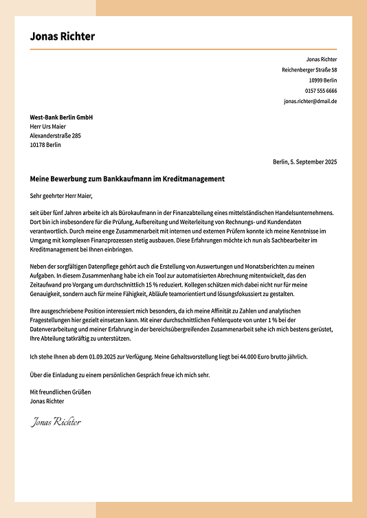 kreative bewerbungsschreiben vorlage