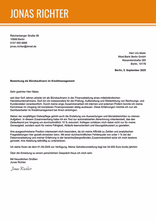 kreative bewerbungsschreiben vorlage