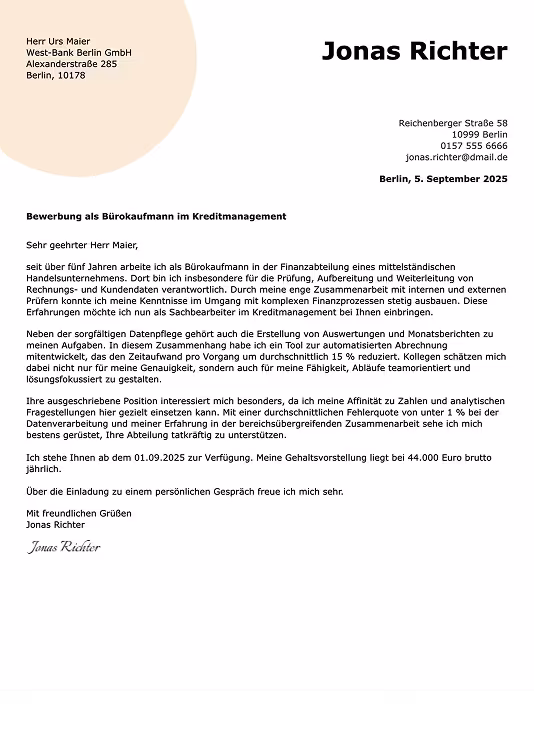 kreative bewerbungsschreiben vorlage