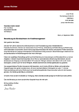 moderne bewerbungsschreiben vorlage