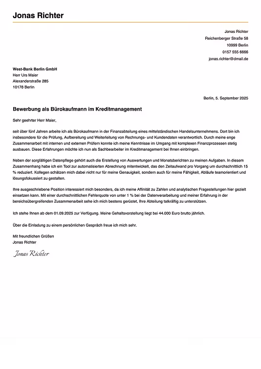 professionelle bewerbungsschreiben vorlage