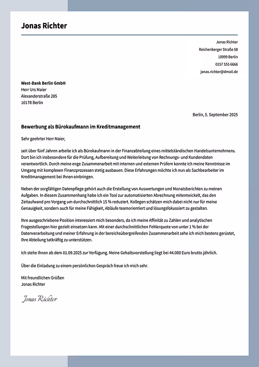professionelle bewerbungsschreiben vorlage