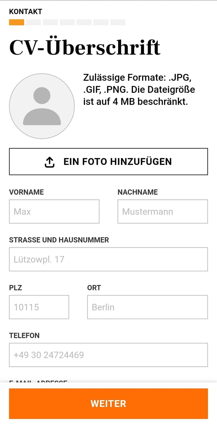 bewerbung auf dem handy schreiben