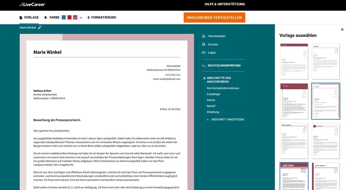 bewerbungsschreiben vorlage word