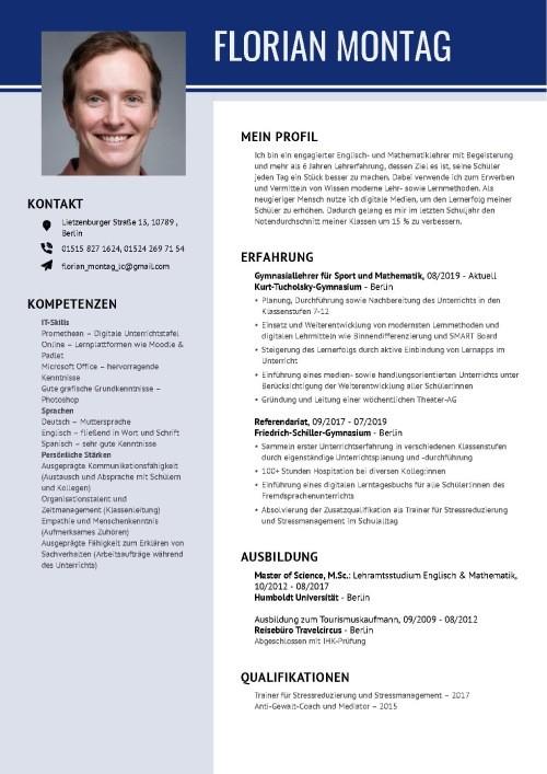 Lehrer In Lebenslauf Muster Lebenslauf Beispiel Lehrer NNKHC