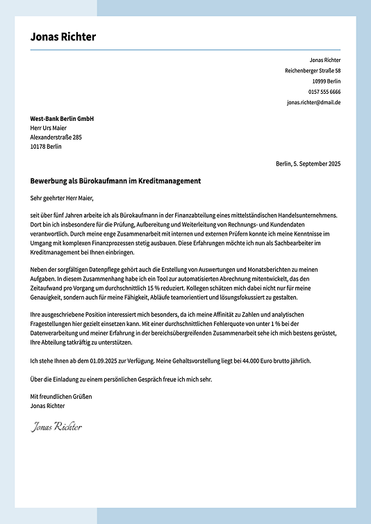 moderne bewerbung vorlage