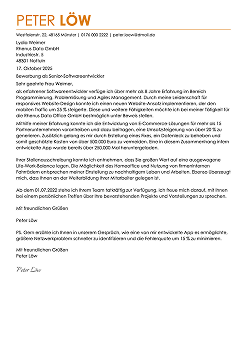 muster bewerbung softwareentwickler