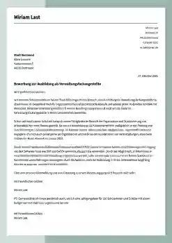 muster bewerbung verwaltungsfachangestellte
