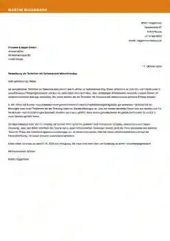 muster bewerbung techniker