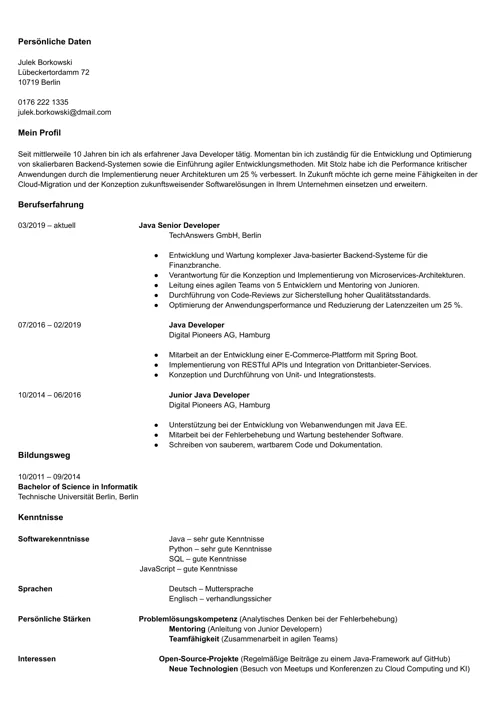 lebenslauf aktualisieren