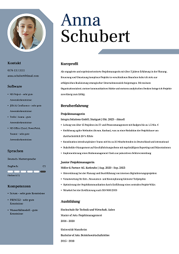 Vorlage Lebenslauf modern