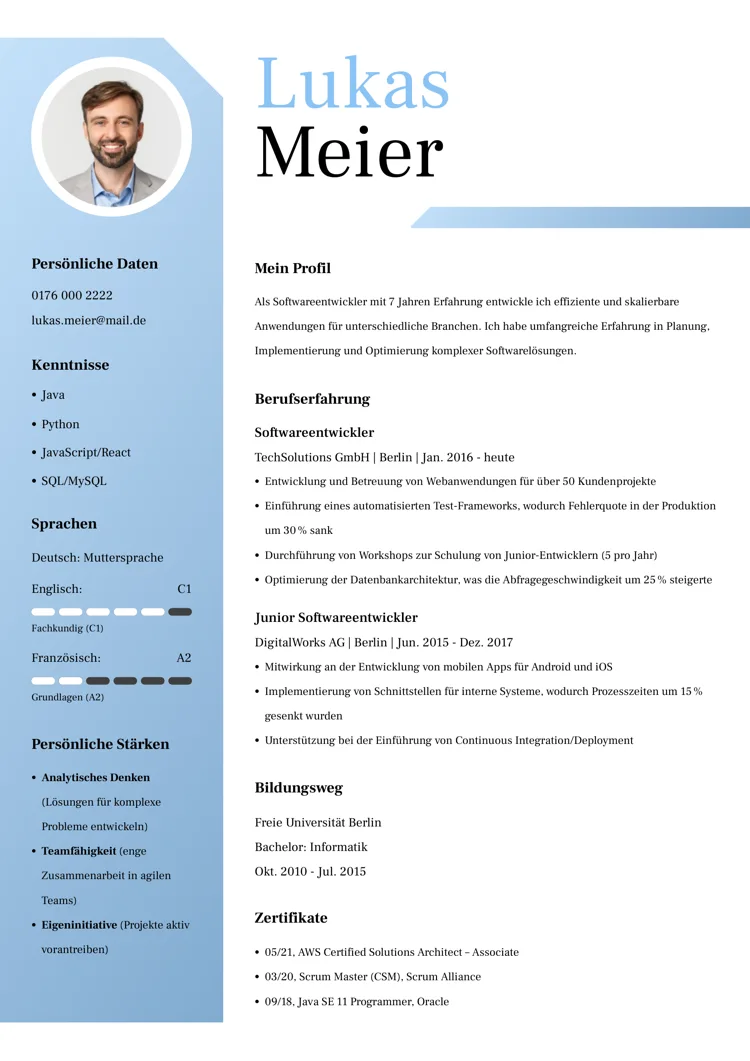 moderner Lebenslauf