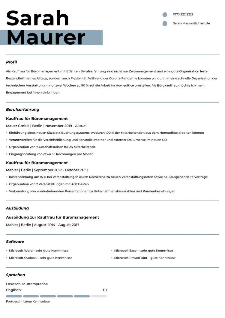 Vorlage als Auszubildende ohne word-Lebenslauf