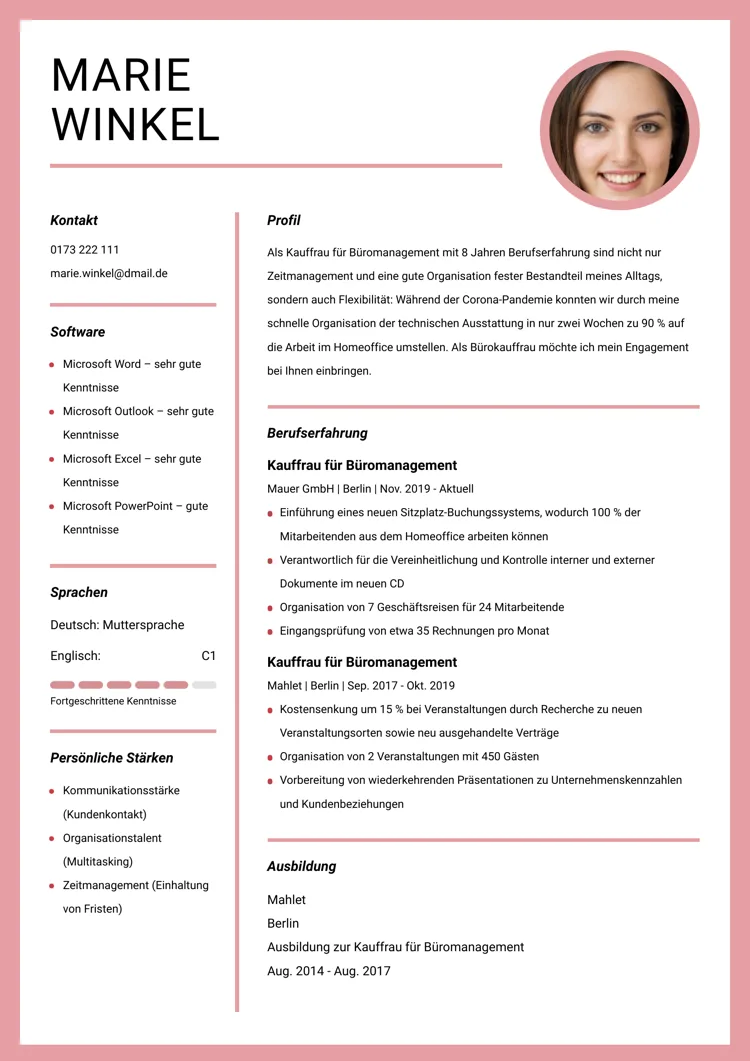 Kreative Lebenslauf-Vorlage ohne Word