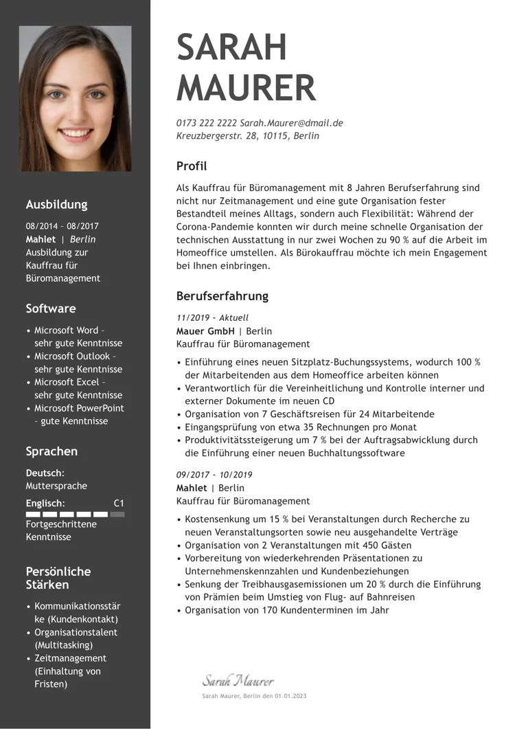 professionelle und schlichte Vorlage Word-Lebenslauf