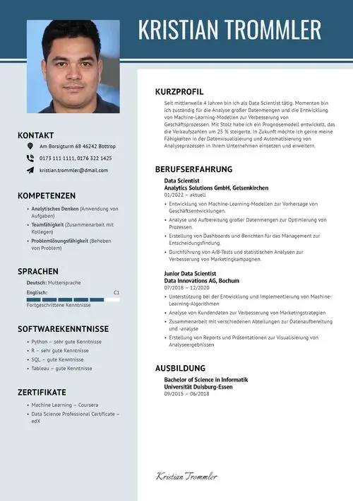 lebenslauf data scientist