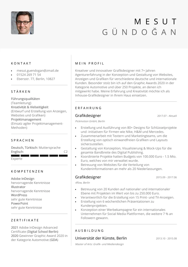 moderner lebenslauf 2025