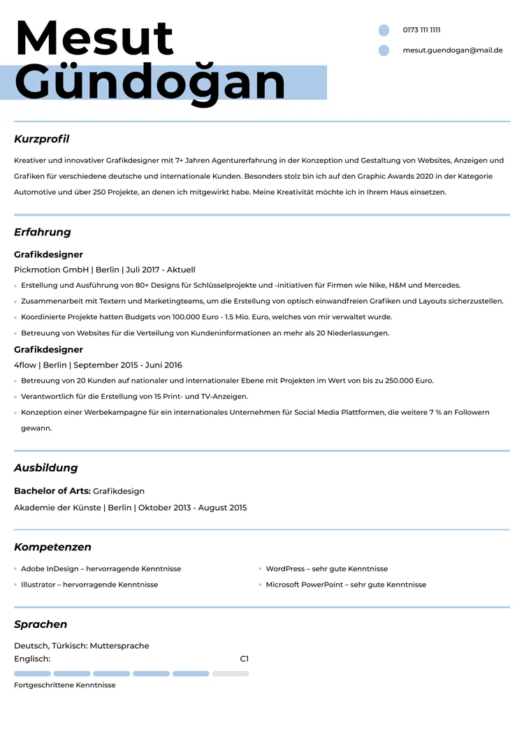 moderner lebenslauf vorlage kostenlos