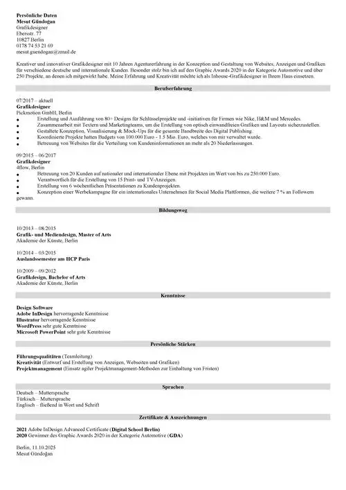moderner lebenslauf