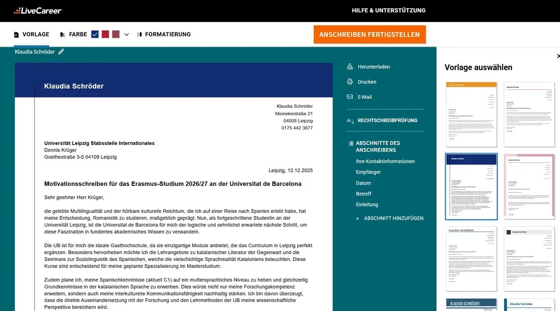 motivationsschreiben erasmus