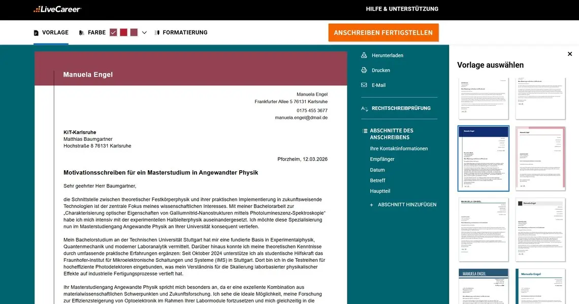 motivationsschreiben ki